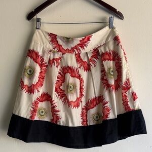 Leifsdottier by Anthropologie Elegant Floral A-Line Skirt in Red and Black